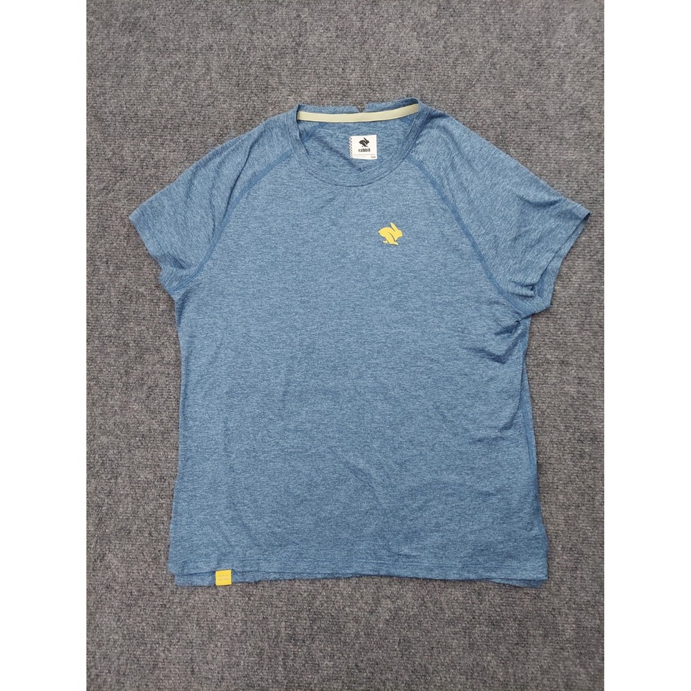 Rabbit Runnin Shirt Mens Small Blue Short Sleeve EZ Tee Athletic Performance